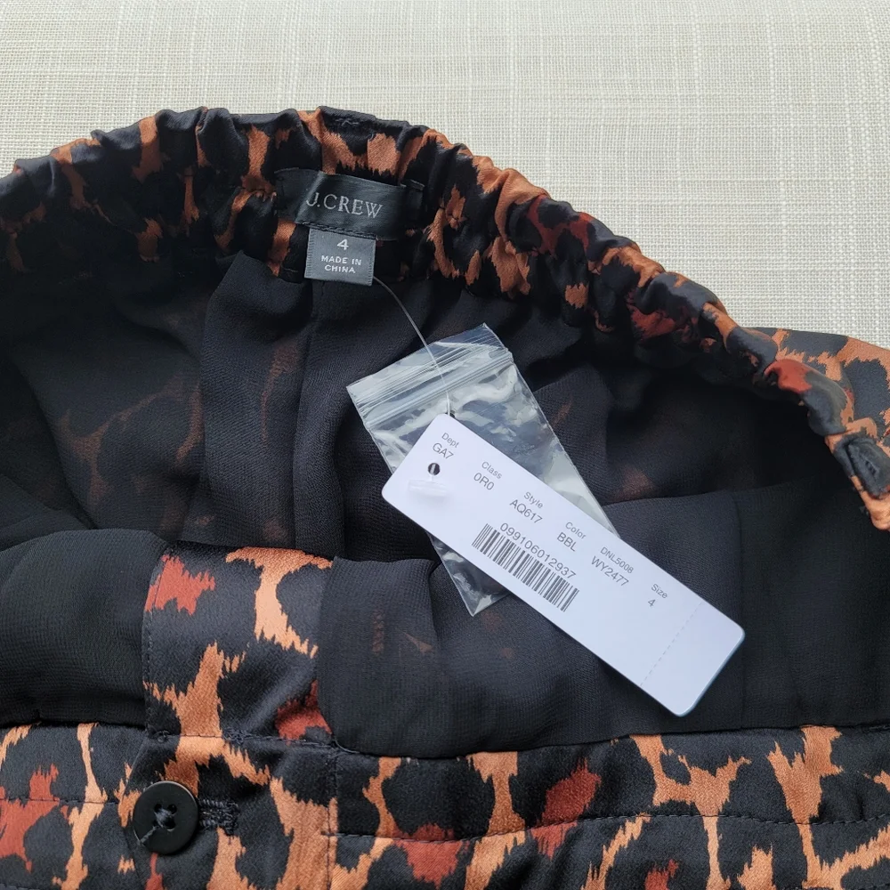 New! J. Crew sz 4 High-Rise Wide-Leg Pants Leopard Cheetah Animal Trousers NWT